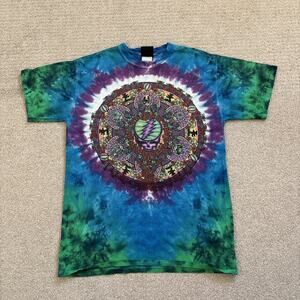 Grateful Dead Celtic Mandala T Shirt Tie Dye Liquid Blue AOP Men Sz M 2000